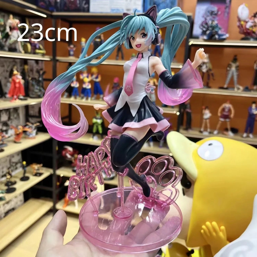 Anime-Figurensammlung: Hatsune Miku-Statuenfiguren und Case-Widget