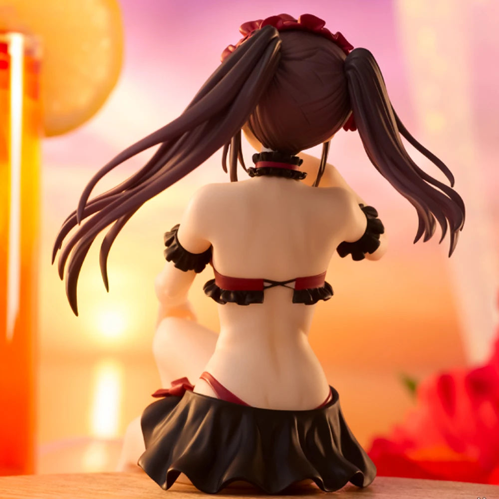 Anime Tokisaki Kurumi Figure Sitting pose Action Figure Swimsuit Style Model Desktop Ornaments Collection Child toy Gifts 16cm