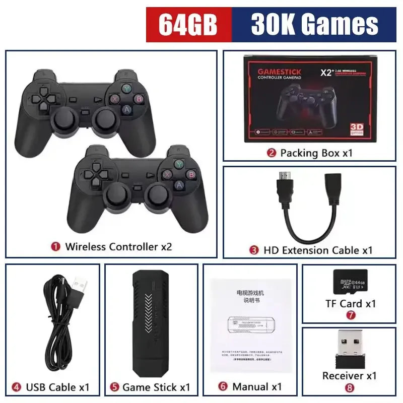Newly X2 Plus 4K Game Stick 256GB Retro Gaming Console with Wireless Controllers for 4K Classic Games