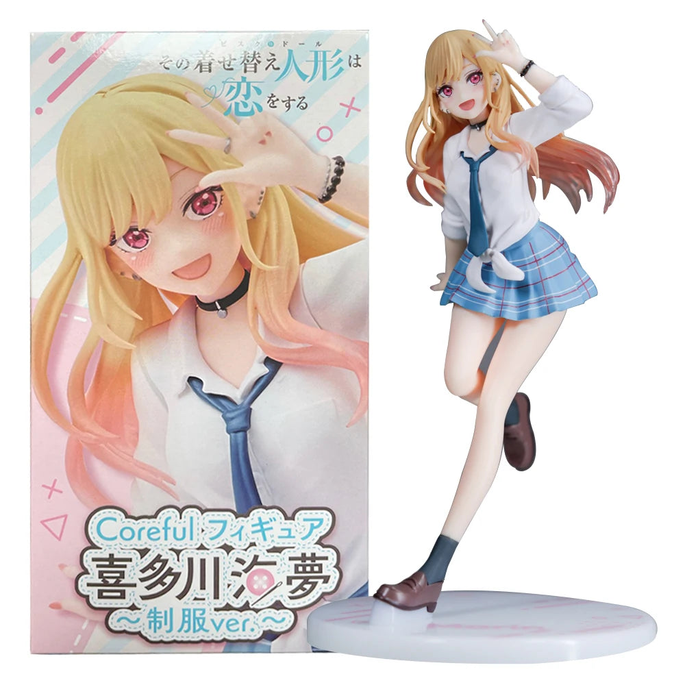 18CM Anime My Dress Up Darling Kitagawa Marin Figure School Uniform Dress Up Standing Model Toy Gift Action Figure For Kids PVC