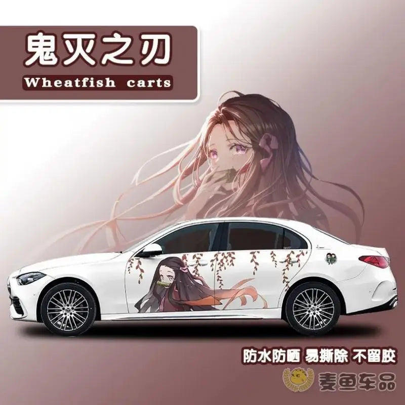 Demon Slayer Sticker Car Body Decoration Car Clothes Diy Cute Kamado Tanjirou Kochou Shinobu Car Decoration Sticker Gift