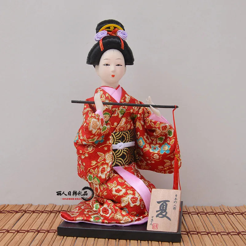 12inch Japanese Geisha Doll Statuette Sitting Figurine Japanese Kimono Kokeshi Kabuki Geisha Handicraft Ornament Birthday Gift