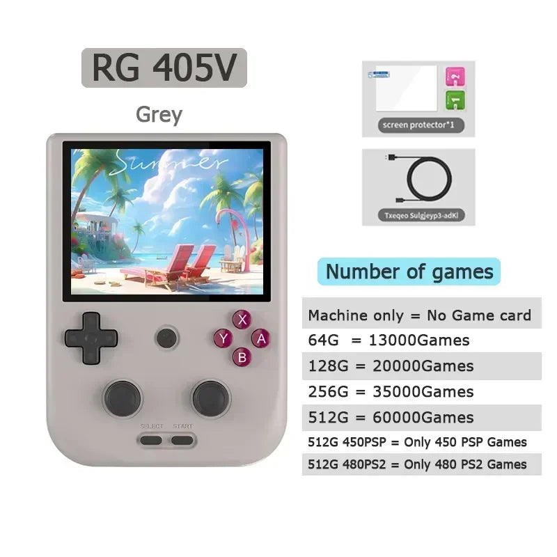 ANBERNIC RG405V Official Store Retro Portable Handheld Video Game Console 4 INCH IPS Touch Screen Android 12 PS2 512G PSP 3DS