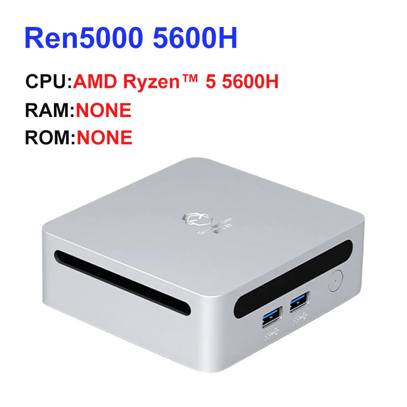 GenMachine AMD 5600H Mini PC Windows 11 3.3GHz Up to 4.2GHz 2*DDR4 Max Support 64GB RAM Gaming Pc WIFI6 Diy Gaming Computer