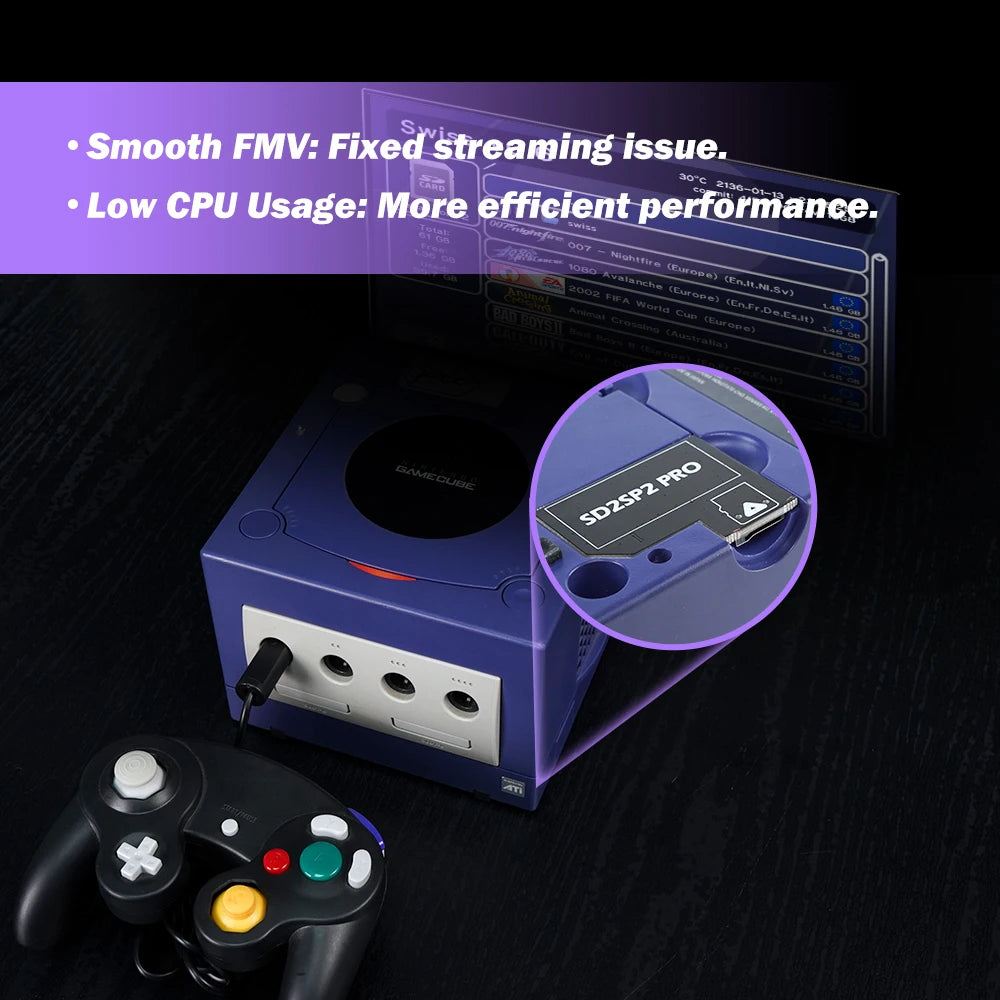 RetroScaler V1.3 NGC SD2SP2 POR MicroSD Card Reader Adapter For Gamecube NTSC Serial Port 2- Gold HQ ENIG Surface