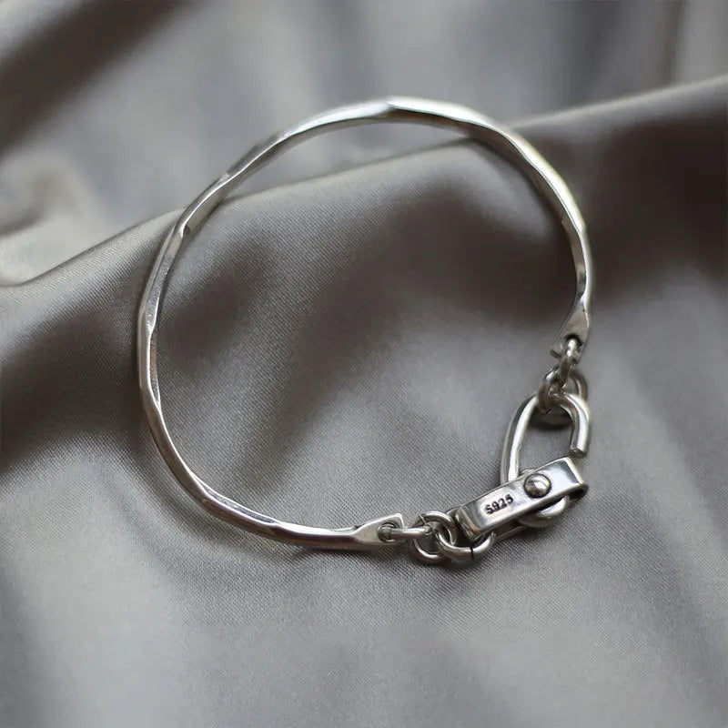 925 Sterling Silber Armband Armreif Vintage Offenes Schloss Geometrische Punk Für Frau Mädchen Mode Schmuck Geschenk Dropship Großhandel