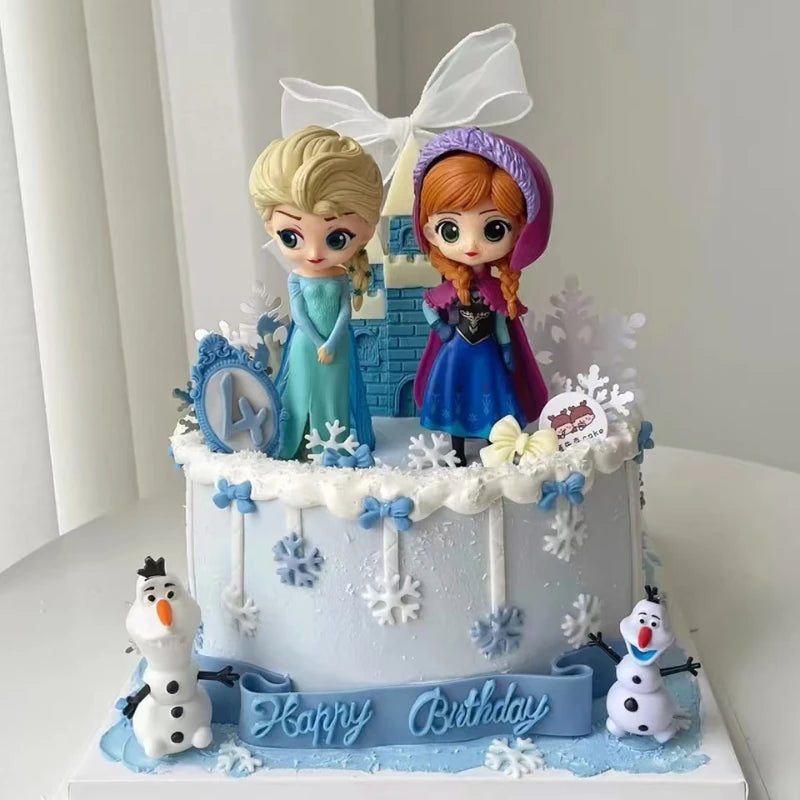 Cartoon "Frozen" character model toy Elsa Anna Princess Castle cake decoration ornaments party supplies gifts for children