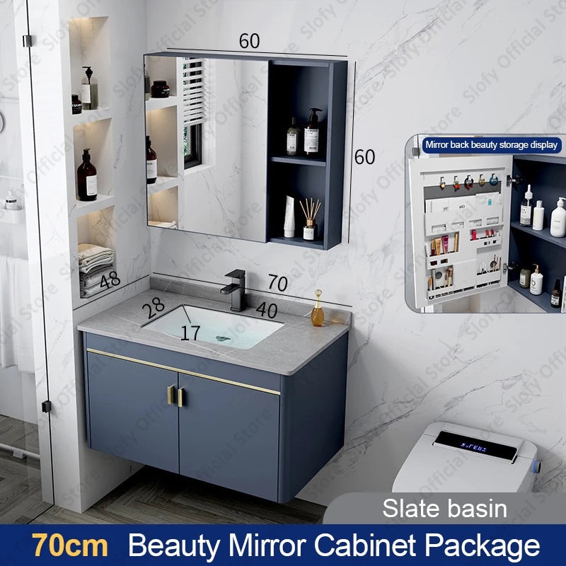 Beauty Mirror Cabinet Integrated With Artistic Ceramic Vessel Sink Multifunctional Bathroom Vanity Modern Bathrooms Furniture