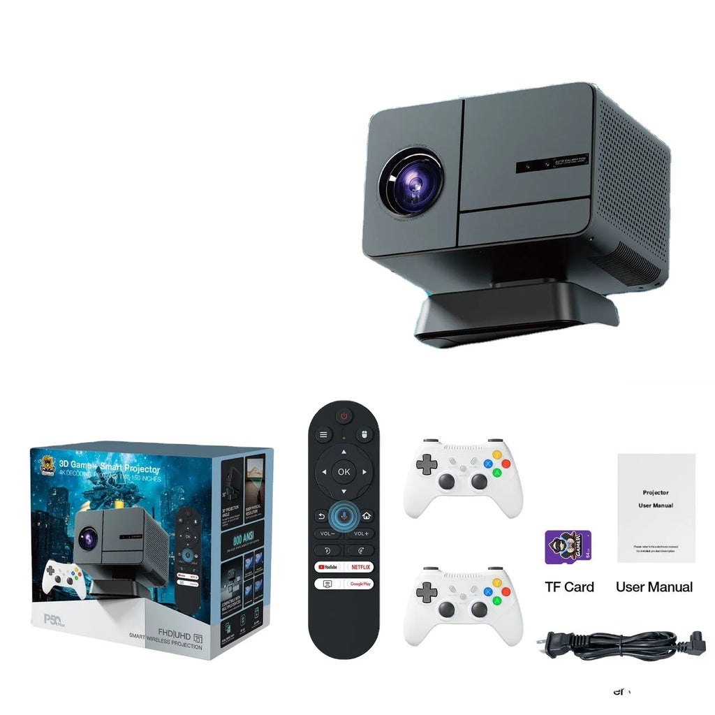 P50 MAX Home LED Gaming Projector HD Supports 4K Blu ray Full Auto Focus TV Video game controller H713 1080P 2+16GB 450 lumens