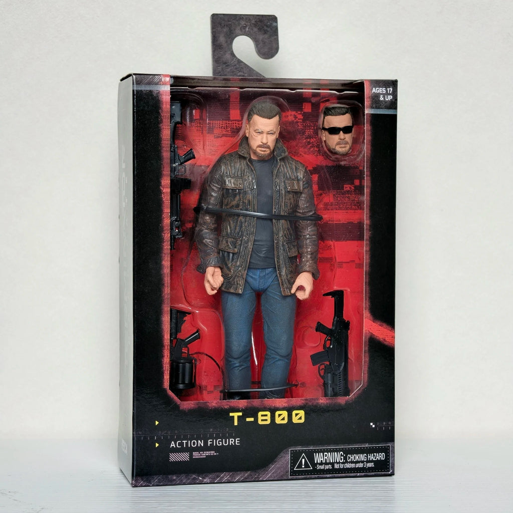 NECA Terminator Dark Fate T-800 Arnold Schwarzenegger Action Figure With Exchangeable Head & Multiple Guns Weapons Toy Gift