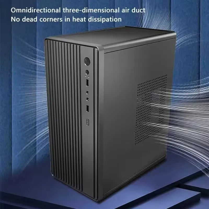 T-3 Mini-Computergehäuse mit ATX-Netzteil, geeignet für M-ATX/ITX-Mainboards, für einfache Mobilität, ideal für Büro und Geschäftsräume