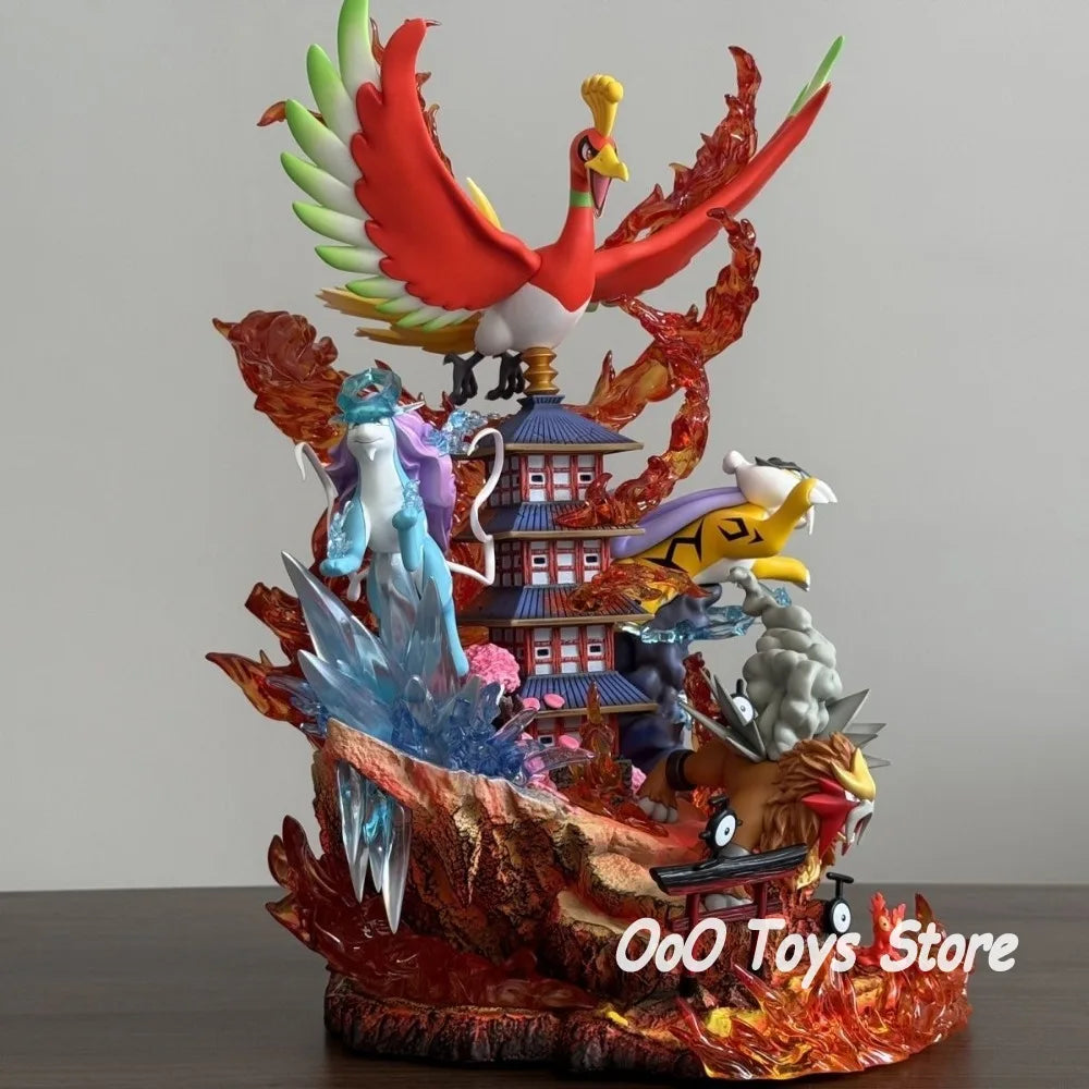 Anime Pokemon Figure Raikou/Suicune/Entei/Ho-Oh Action Figures Pvc Collection Model Toys for Children Gifts 38cm/14.96in