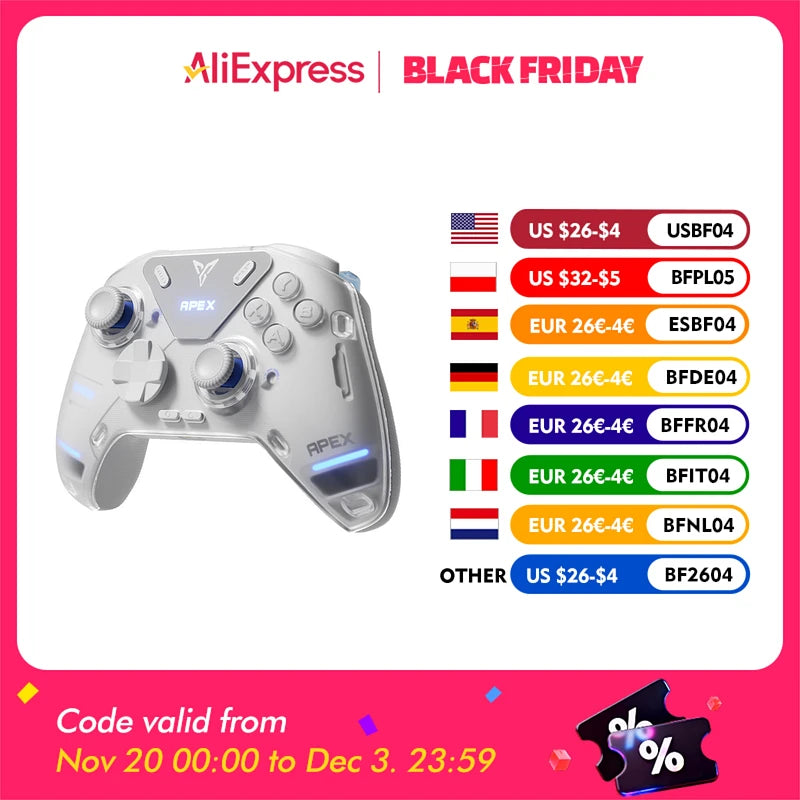 4 Gaming Controller Wireless Elite Force Feedback Trigger Support PC/Switch/Mobile/TV Box Gamepad for Gamer