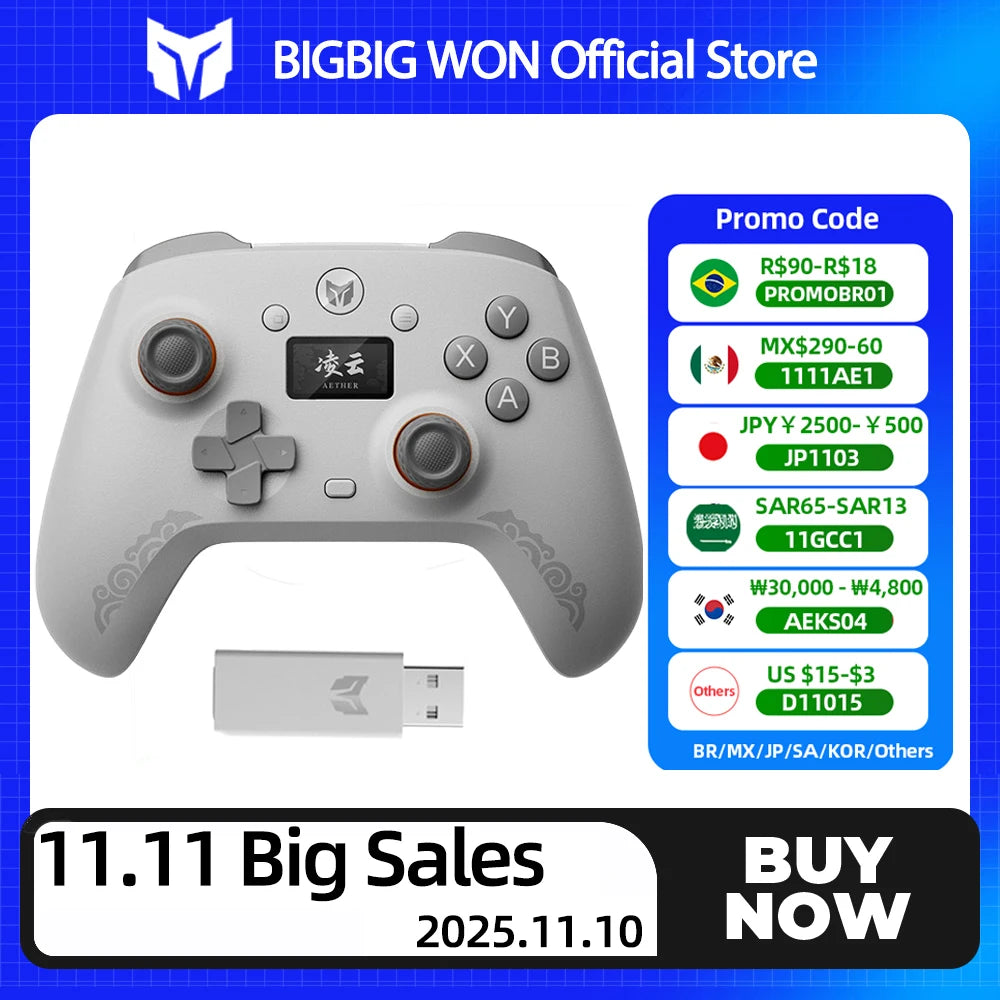 BIGBIG WON Aether C6 2.4G Wireless Gaming Controller with Hall Effect Triggers for PC Switch Android iOS Bluetooth Gamepad
