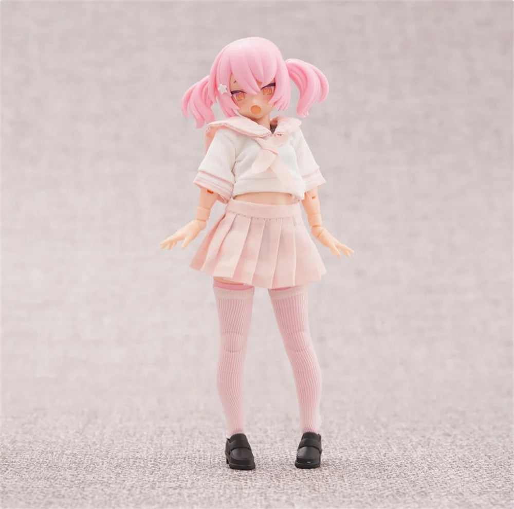 In Stock 1/12 Scale 99S Series Sweet Student Uniform Sailor Collar Top Pleated Skirt Set For 6inchs Azone Action Figure Body