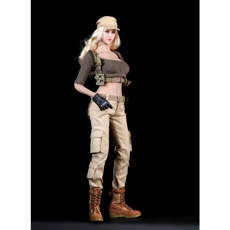 Fire Girl Toys FG010 1/6 Scale Female Gunner Suit Model T-shirt Pants Belt Hat Pistol Holster for 12'' Action Figures Body