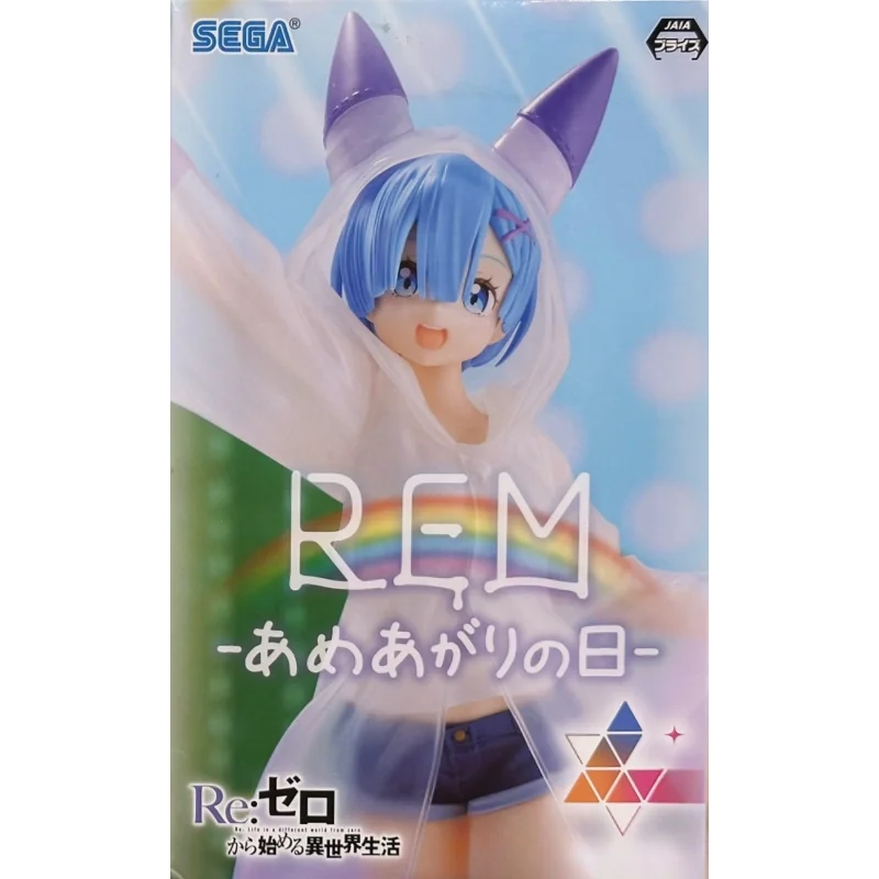 Original Sega Re:Life In A Different World From Zero Rem Ram Raincoat Girl Anime Figure 21cm Model Collection Toy Kid Xmas Gift