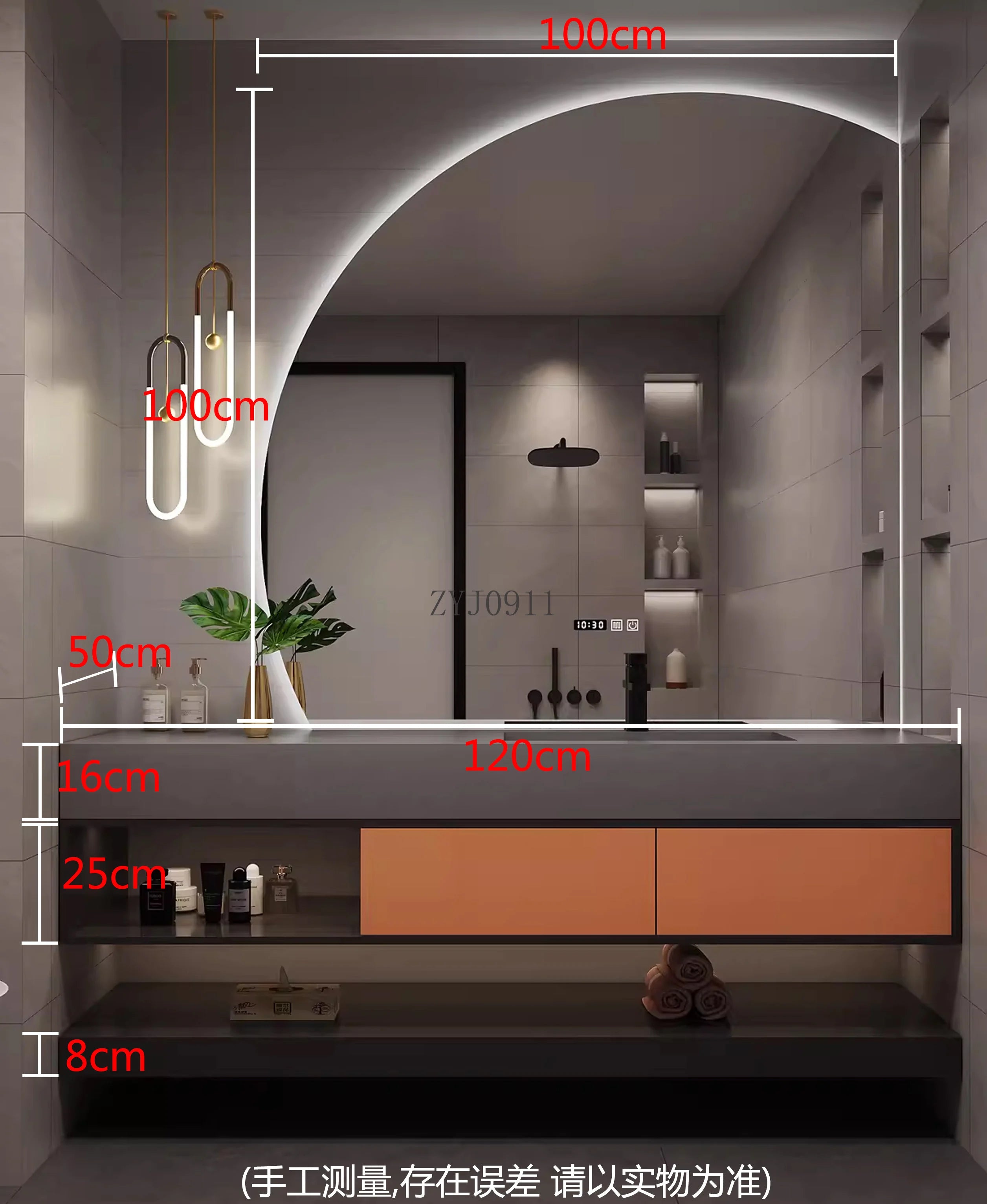 Spind Eitelkeit Badezimmer Holzmöbel MDF Weiß Schrank Waschbecken Basis Offene Schränke Luxus Ecke Handtuch Spiegel Lagerung