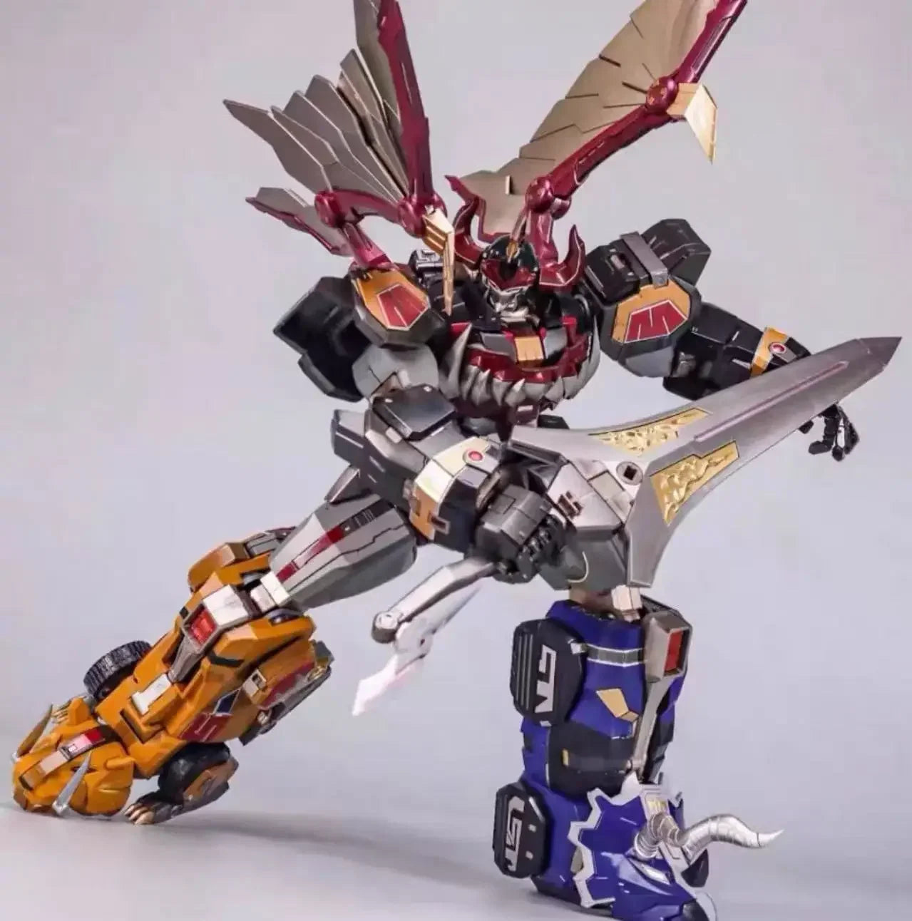 In Stock New Burst Model ZL-01 KO FLAMETOYS BEAST Dragon King Caesar Megazord Alloy Finished Model Movable Figure.