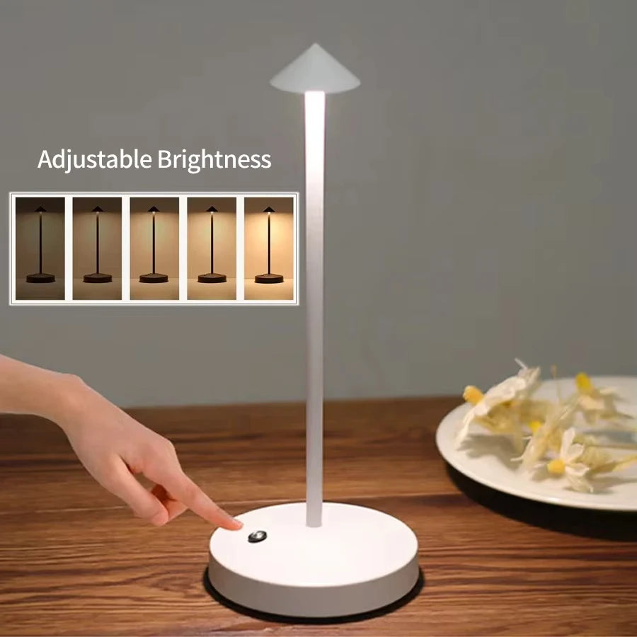 LED Mushroom Spike Table Lamp Touch Tri-Color Dimmable Desktop Decor Lamp Rechargeable Table Lamp Bar Hotel Atmosphere Lighting