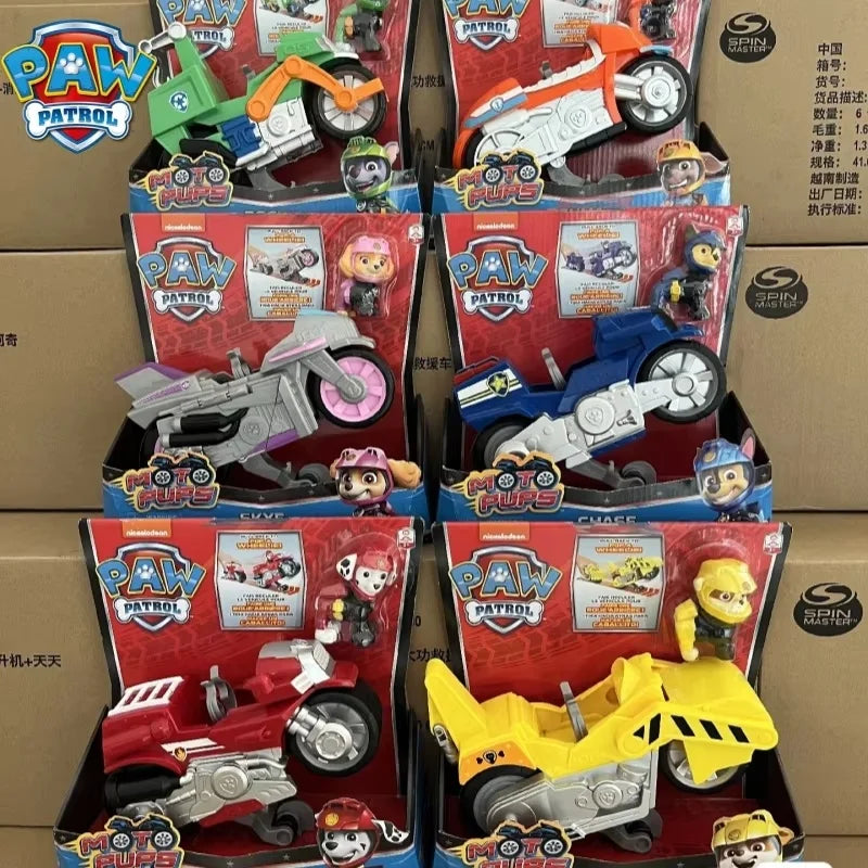 Hot Original Paw Patrol Pull-Back Motorcycle Toys Action Figures Paw Patrol Rescue Vehicle Set Kids Children Toys Birthday Gifts