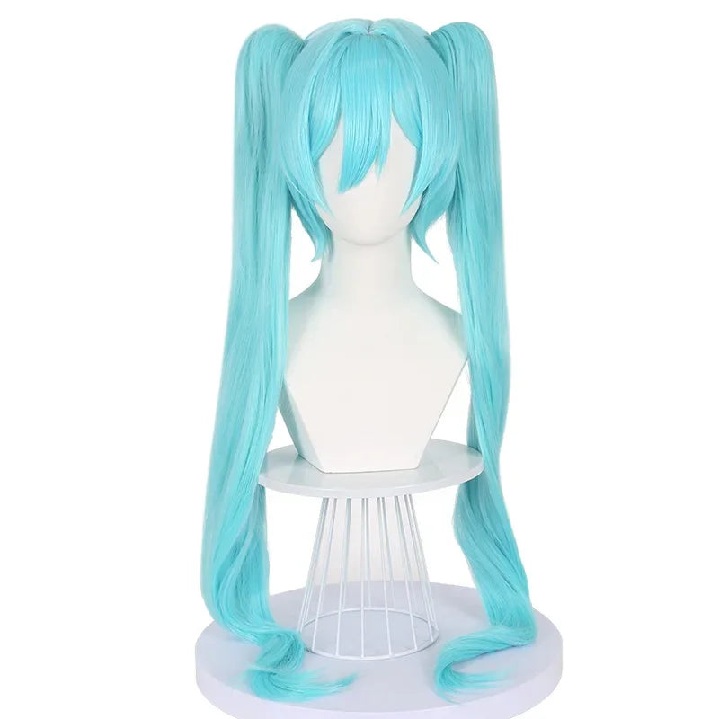 Super Long Synthetic Wigs with Bangs for Women Water Wave Halloween Anime Hatsune Miku Cosplay Natural Hair Wig Heat Resistant
