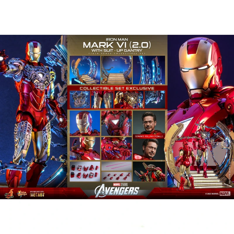 In Stock Hottoys MMS687 MMS688 ACS014 Iron Man MK6 2.0 with Suit-up Gantry Anime Action Figure Toy Gift Model Collection Hobby