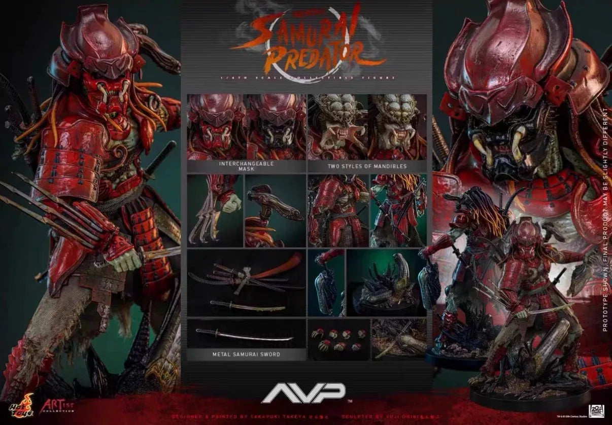In Stock Original Hottoys HT 1/6 Aliens Vs Predator AC06 Akaoni Samurai Predator 12inch Scale Collectible  Figure Model Toy