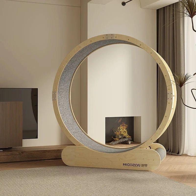 Luxury Cat Running Wheel Birch Wood Craft Multi-Layer Board Kraft Paper Rope Column Pet Exercise Interactive Toy Cat Treadmill