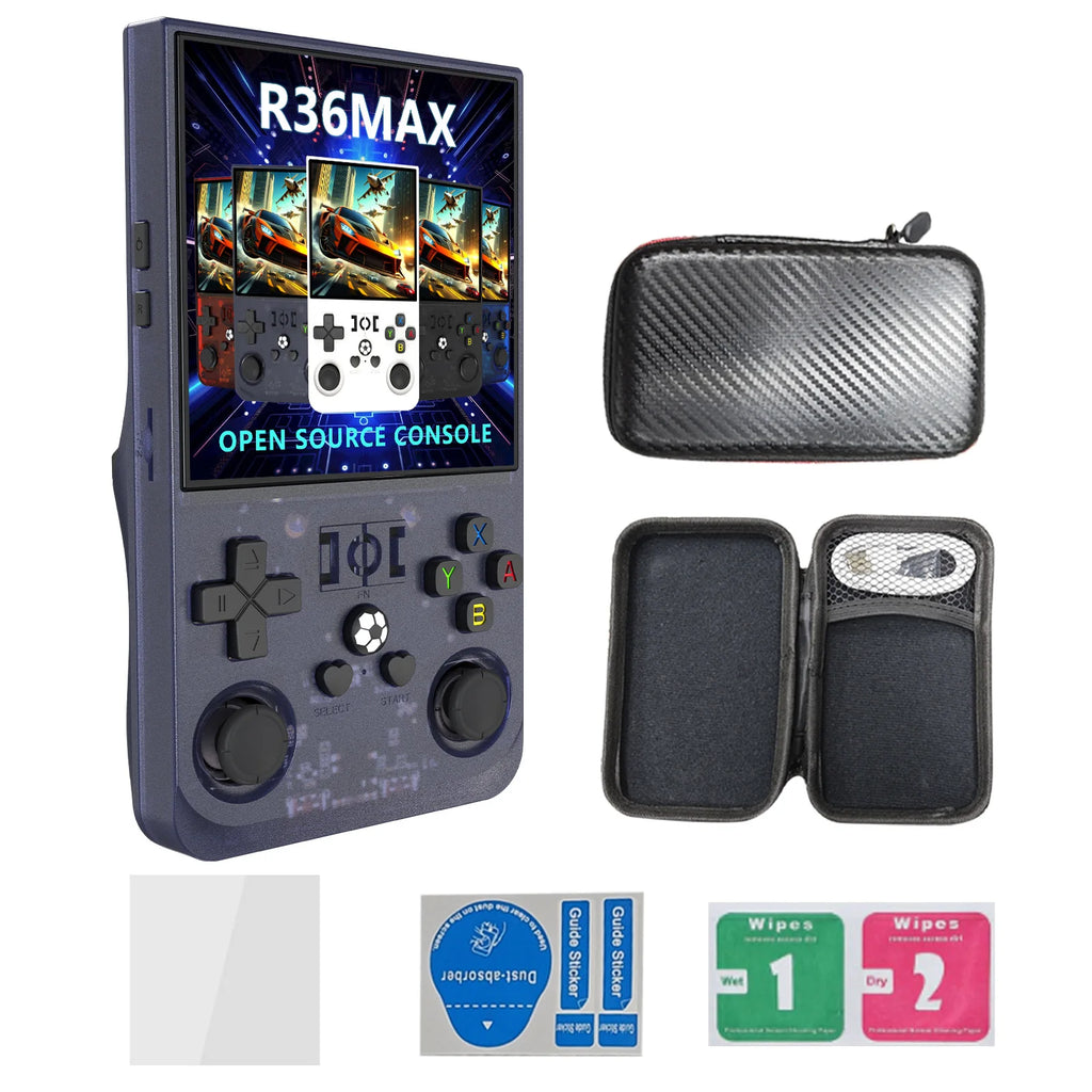 R36 Max Console Handheld Game Players 4 Inch IPS Screen Open Source Console Retro Pocket Video Player 64G/128G 22000+ Games Gift