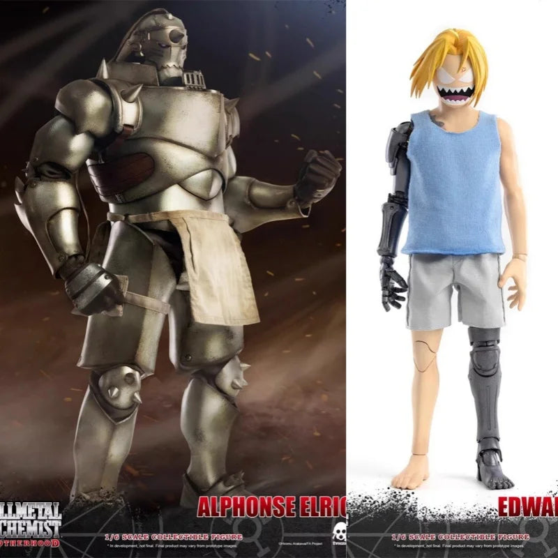 Original Threezero 3A Fullmetal Alchemist Alphonse Edward Elric Roy Mustang 1/6 Action Figure BROTHERHOOD Doll Joint Mibile Toy