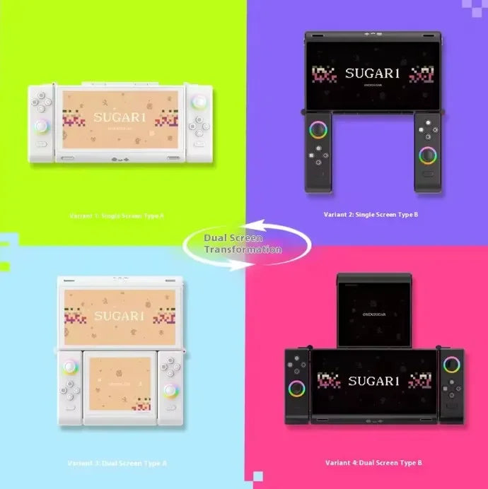 ONEXSUGAR SUGAR1 Game Console Dual-screen Handheld Game Players Snapdragon G3 Flip-top Deformable Gamepad Hall Joystick Custom