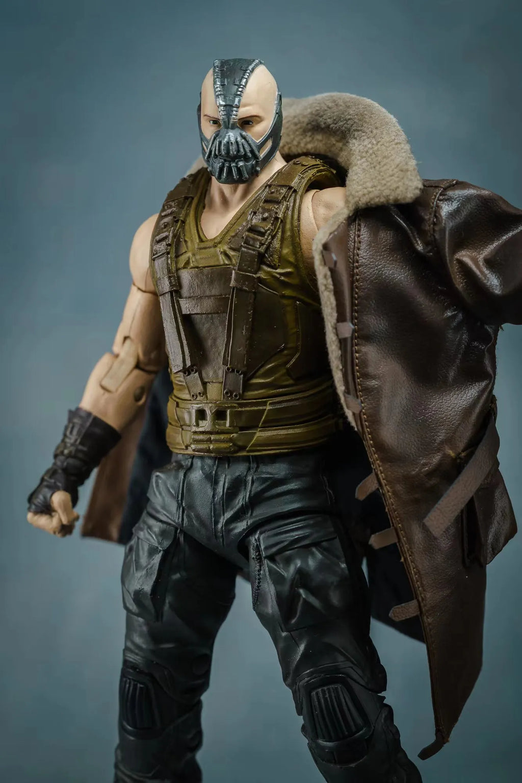 Мъжко кафяво палто с кожена яка от изкуствена кожа, изработено в мащаб 1/10, едно кожено яке с качулка и дълго връхно облекло за 7" Bane 20см C4 екшън фигурка