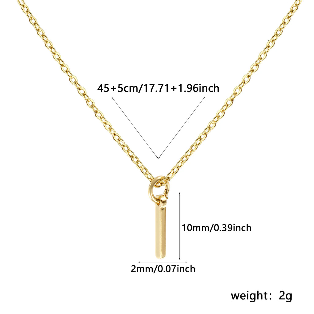 Brass " A-Z " Minimalist Capital Pendant Necklace 18K Real Gold Plated Alphabet Initial Letter Name Jewelry For Women Gift
