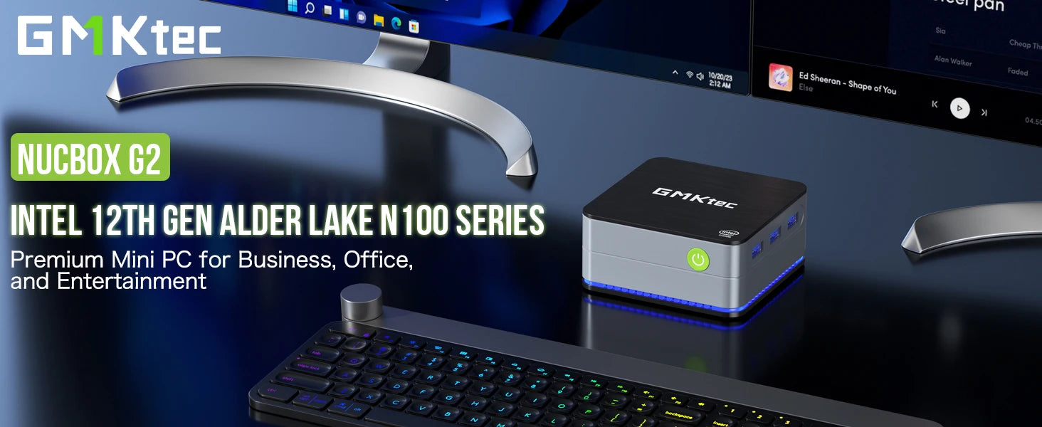 GMKtec G2 Mini PC Windows 11 Pro Intel 12th Gen Alder Lake N100 Mini PC DDR5 12GB RAM 512GB ROM WiFi 6 BT5.2 Desktop Computer