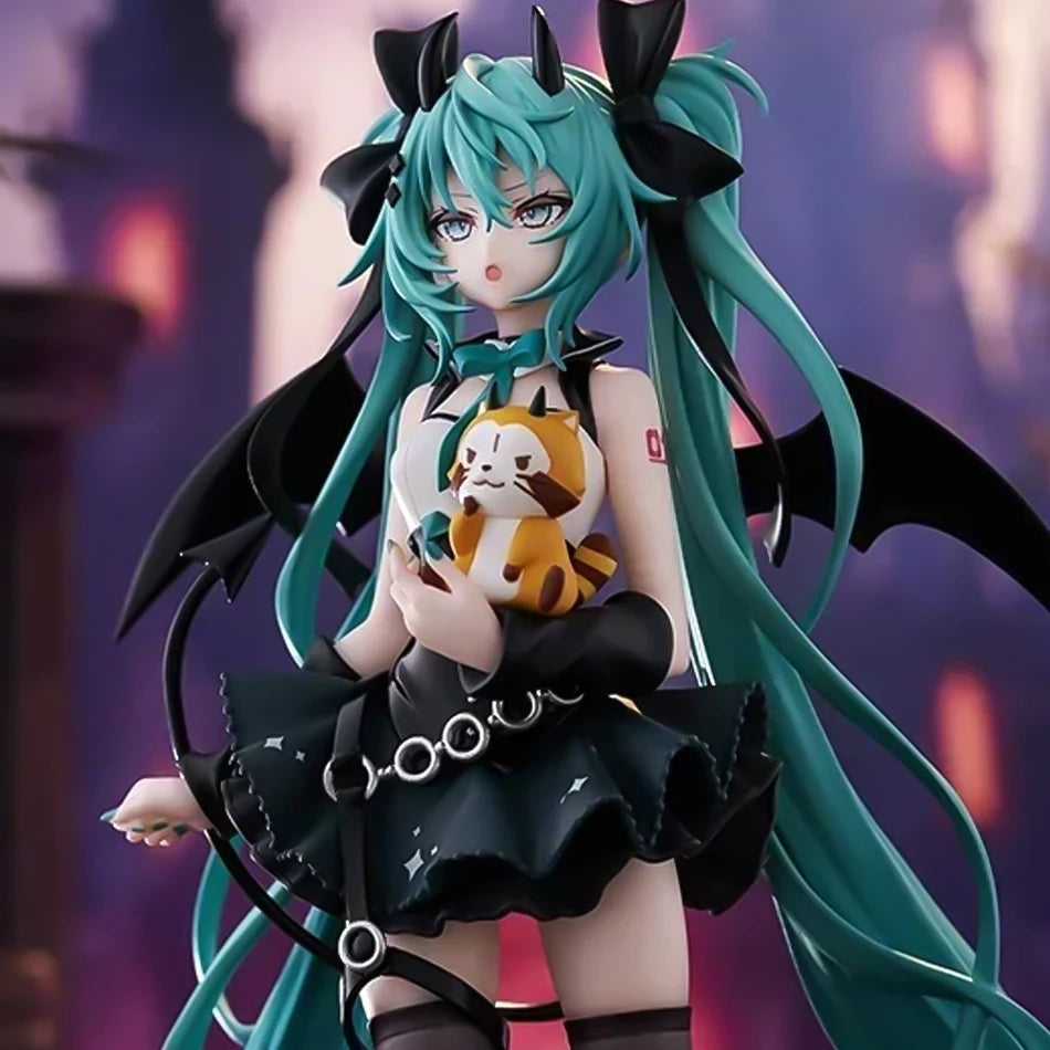 Anime Figur 19cm Kleiner Teufel Hatsune Miku Xiaoyuan Bär Niedliches Actionmodell PVC Spielzeugsammlung Desktop-Zubehör Geschenk