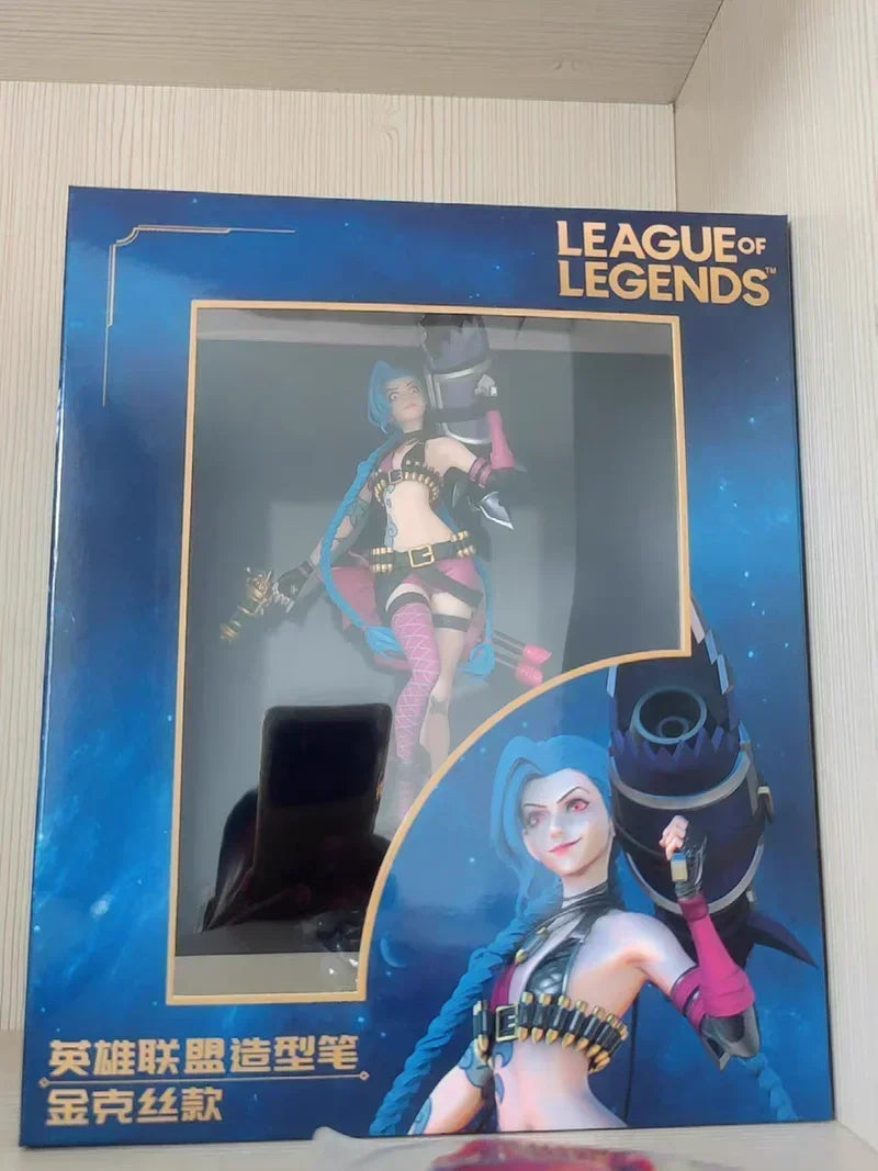 Оригинална фигурка на League of Legends Jinx, Arcane 2, аниме фигурки, игра, периферия, декорация за бюро, украшение, детски подарък, 3D играчка с писалка