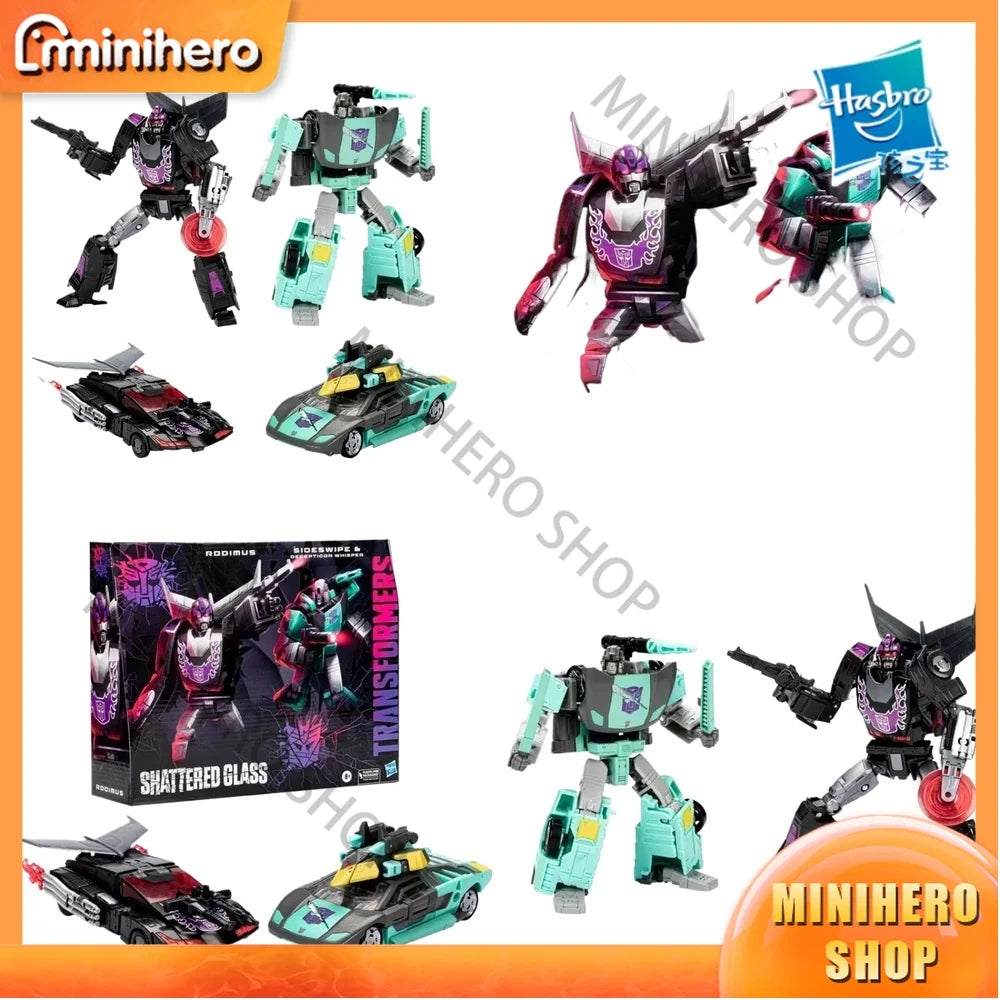 In Stock Original Hasbro Transformers Shattered Glass Rodimus Sideswipe Whisper Deluxe Class Super Action Figure Articulated