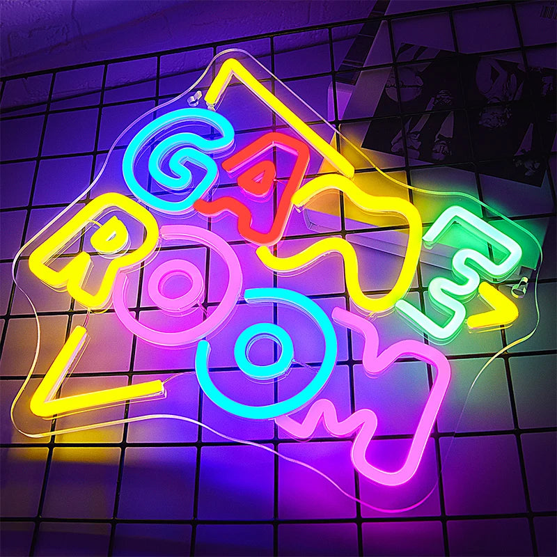 LED Game Room Neon Sign Game Room LED Sign Light Gamer Gift for Teen Boys Game Room Decor Bedroom Wall Gaming Wall Decoration