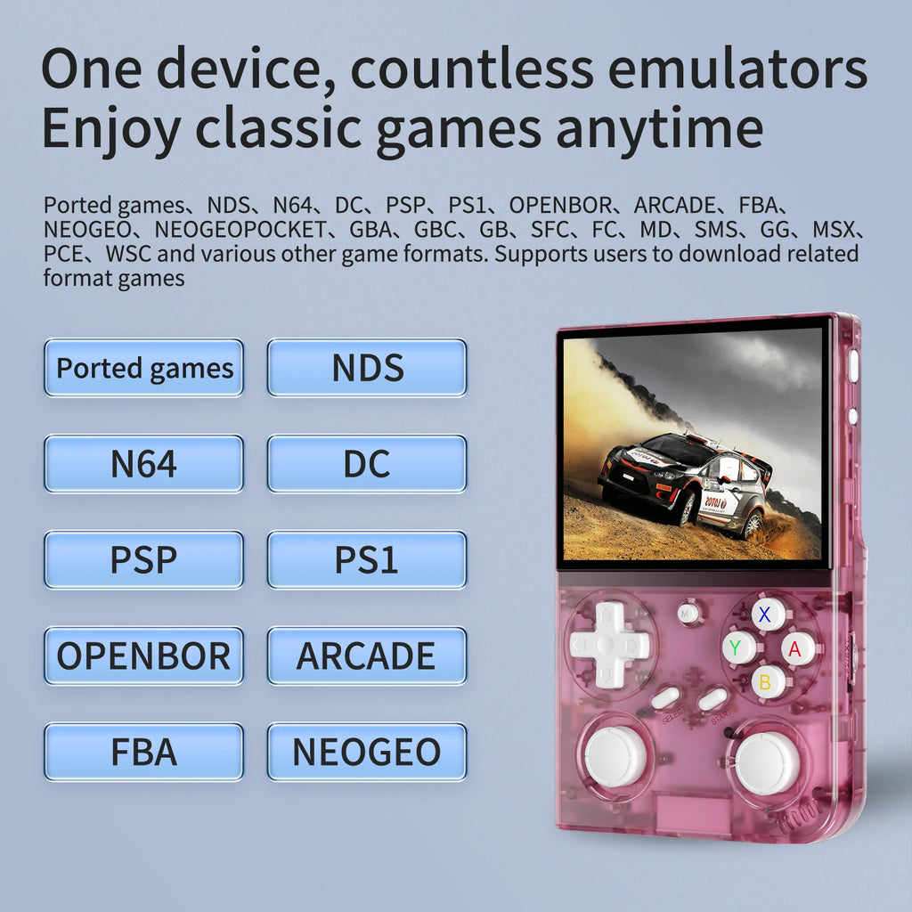 Retro Handheld Game Console Linux 64-bit System 3.5" IPS Screen RK3326 Portable Pocket Video Player 64GB 4000 Games