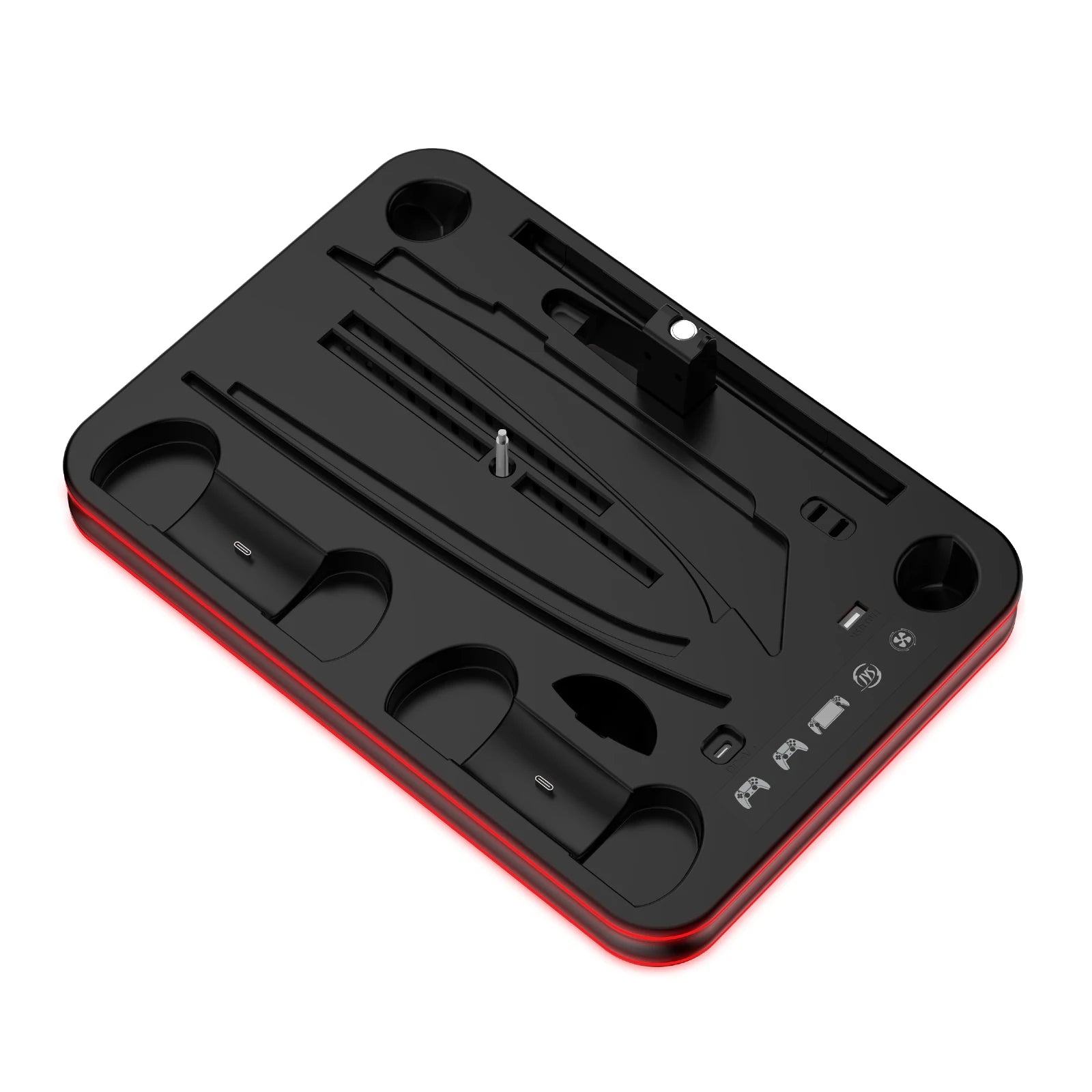 STORM WYRM For PS5 Slim/Pro Console Multi-function Cooling Storage Stand with Headset Hanging Rack,RGB Colorful Light JYS-P5225