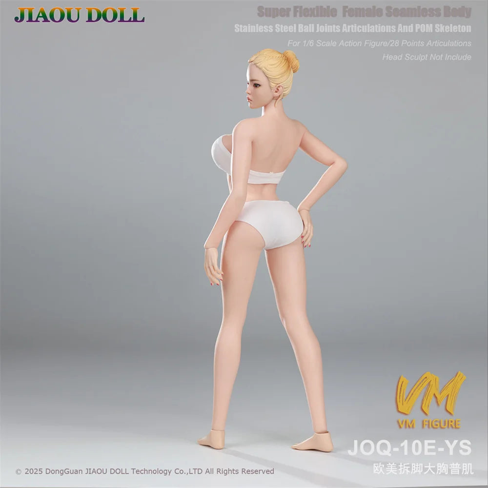 JIAOU DOLL 10E 19B 1/6 Flexible Female Seamless Body Detachable Foot 12"Small Mid Large Breast Action Figure Asian Europen Body