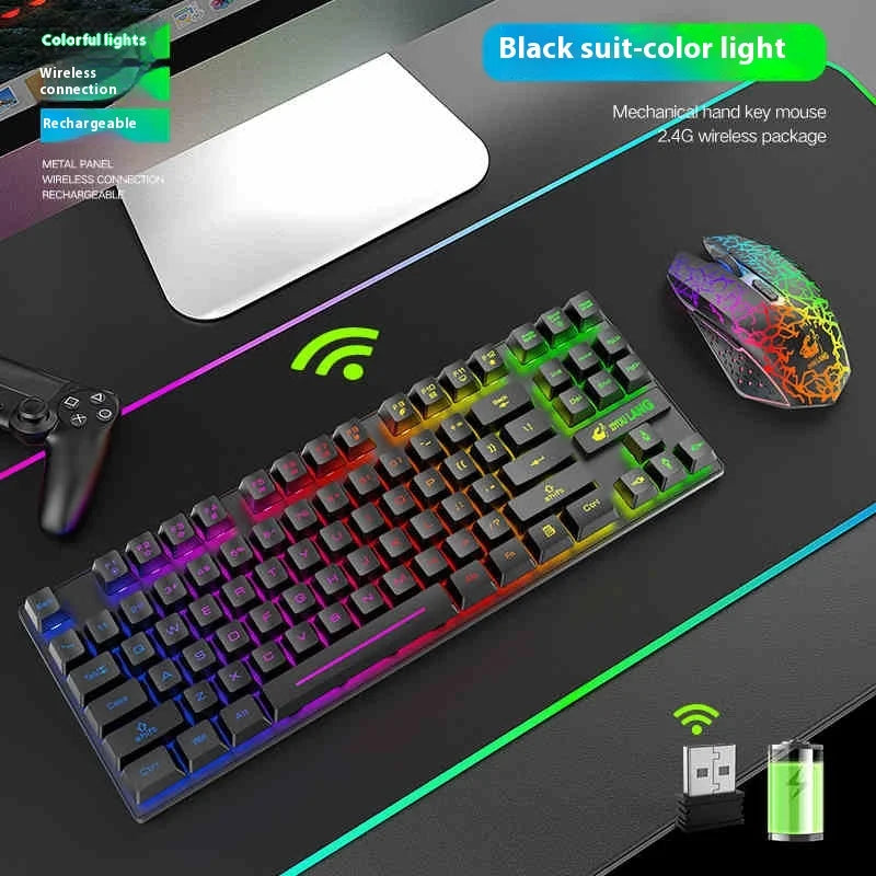 Neu Free Wolf T3 Drahtlose Tastatur Lade Weiß Notebook Gaming Büro Unbegrenzte Dedizierte Tastatur Und Maus Set Urlaub Geschenk