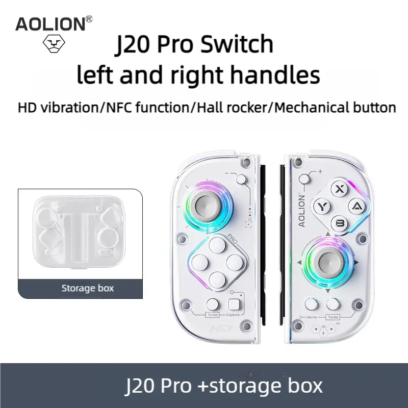 Aolion J20 Wireless Knight Gamepad für links und rechts, RGB-Bewegungssensor, Hall-Joystick für Nintendo Switch 1/2, Controller-Zubehör 