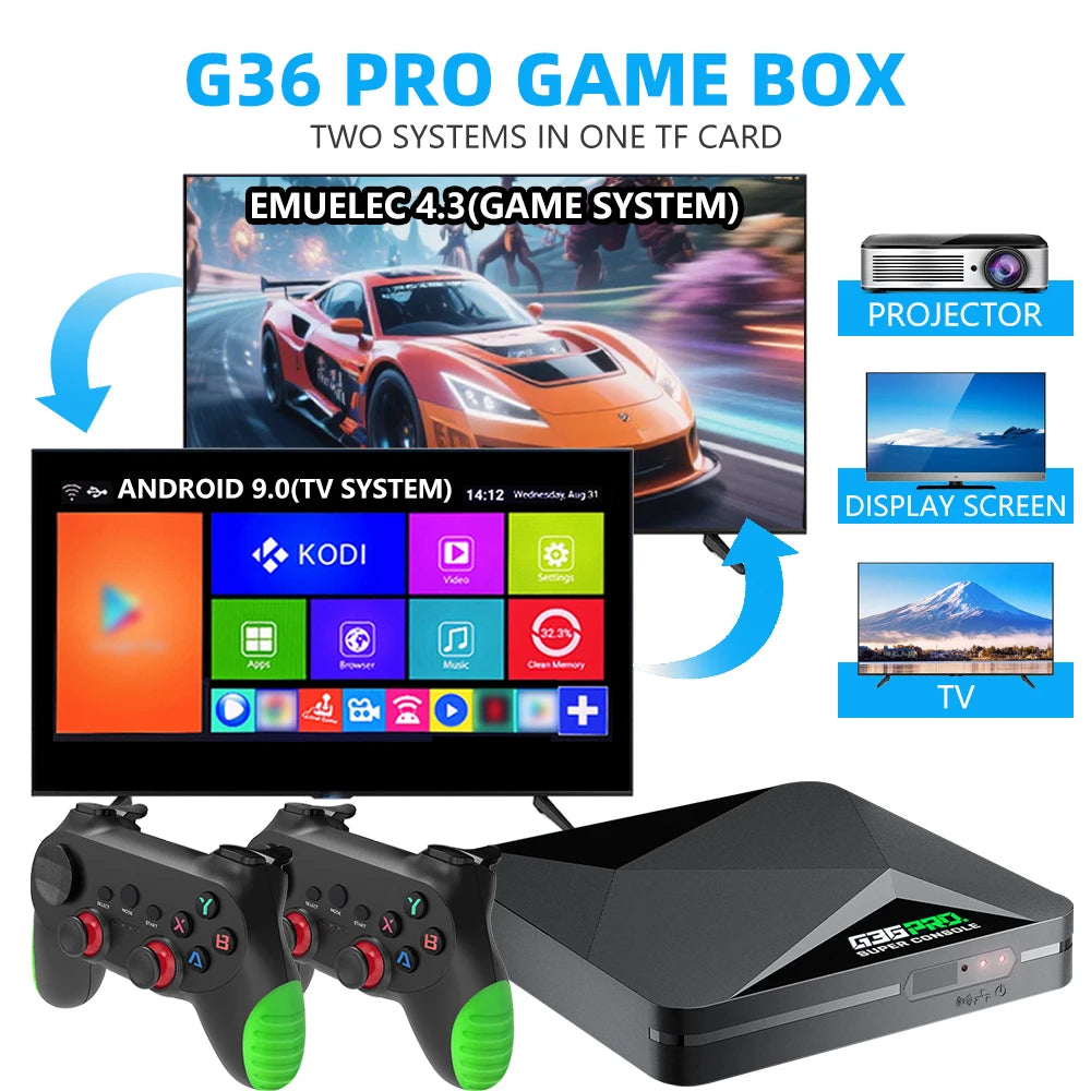 Super Game Box G36 Pro 128G 4K Retro Video Game Console with 60000+ Retro Games for MAME/PS1/PSP/DC Upgrade Wireless Controller