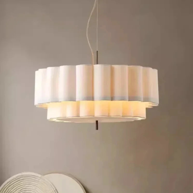 Wabi Sabi Pendant light Fabric Chandelier for Living Dining Bedroom Retro Bohemia Pendant Lamp scalloped natural pendant lamp