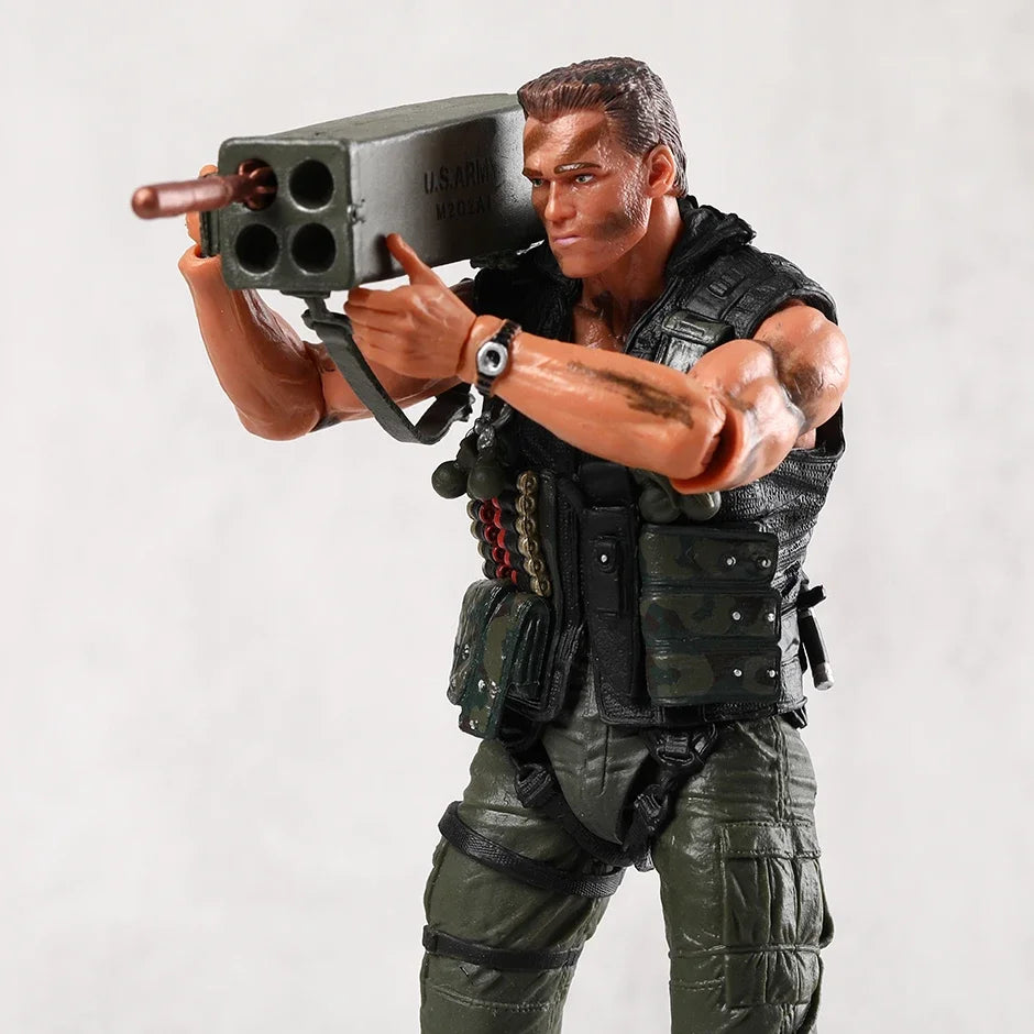 NECA Commando John Matrix Schwarzenegger Action Figure with Accessories Model Ornament Toy Xmas Gift