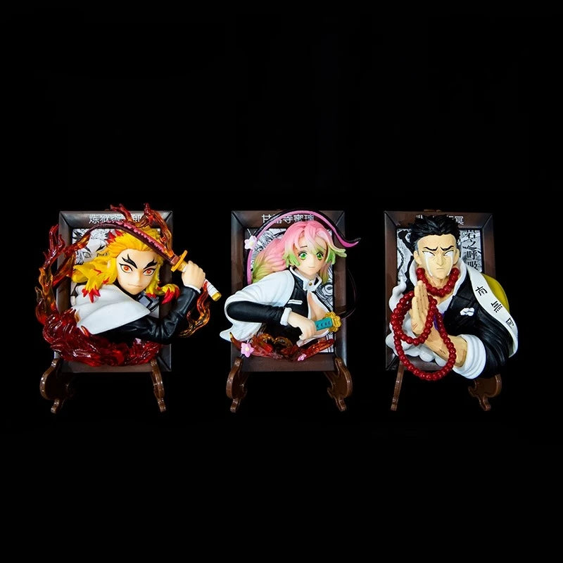 Demon Slayer Actionfigur Kanroji Mitsuri Rengoku Kyoujurou Kreativität Fotorahmen Kühlschrankmagnet Ornament 10 cm