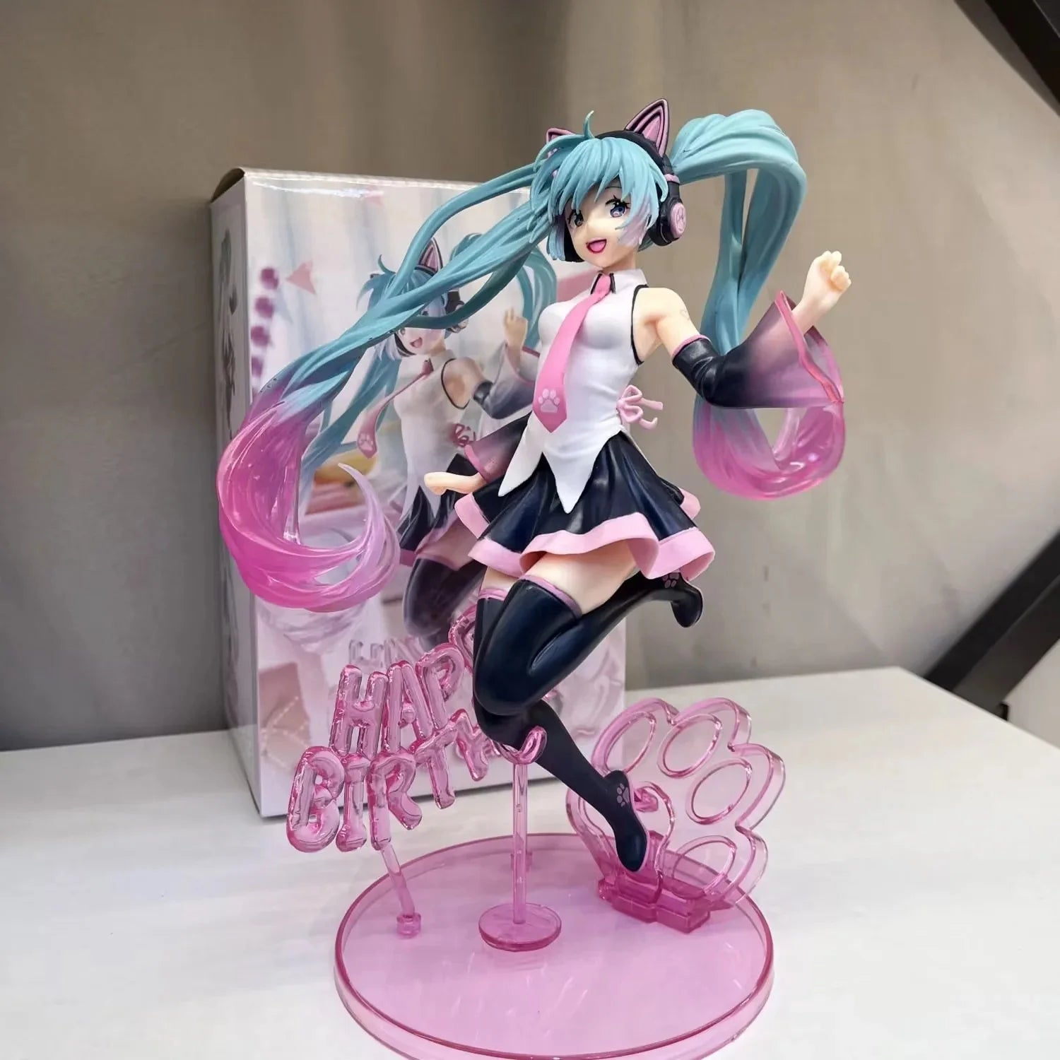Boxed 23CM New Anime Hatsune Miku Happy birthday Cute Kawaii Manga Statue PVC Figure Collectible Model Toy birthday gifts