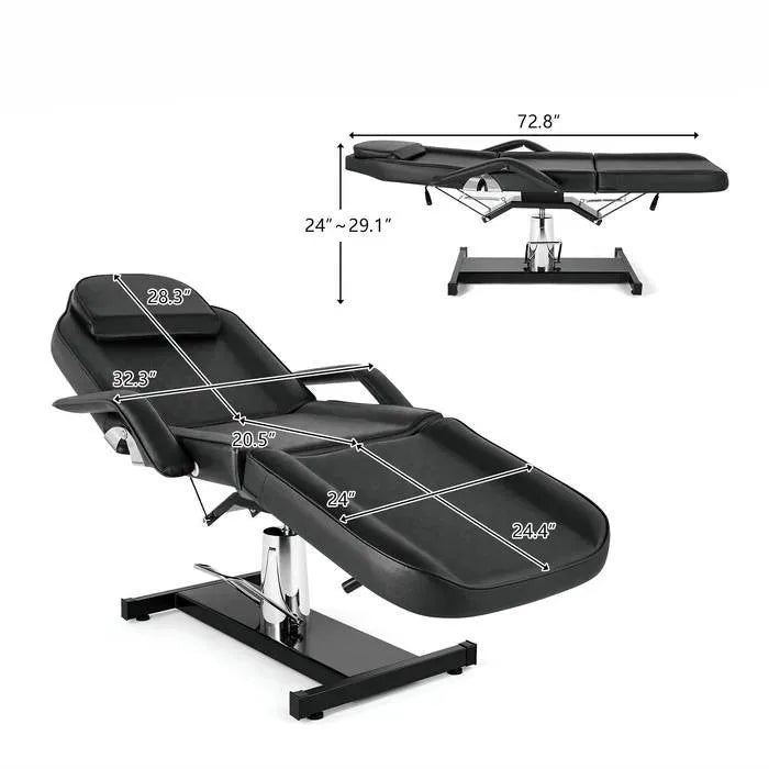 OmySalon Gesichtsmassagebett, 185 cm, 360° drehbar, hydraulisch, höhenverstellbar, Schwarz